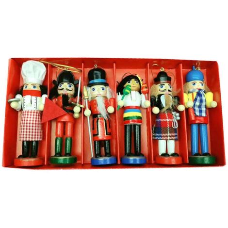 Lot de 6 figurines de soldats Casse-Noisette en bois, jouet de Noël, cadeau de Nouvel An (1/5)