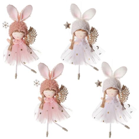 Ensemble de 4 jupes en tulle pour poupée, ange, à suspendre au sapin de Noël, cadeau fait main. (1/5)