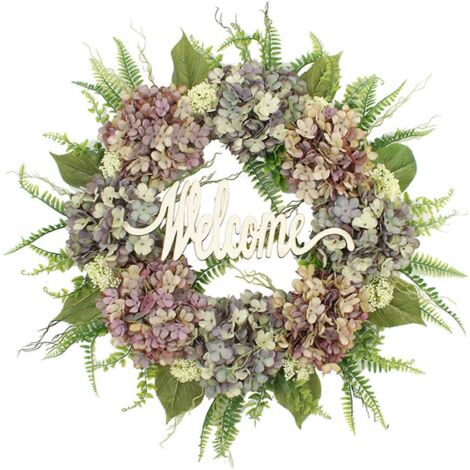 Couronne d'hortensias artificielle suspendue, décoration printanière pour mariage (1/5)