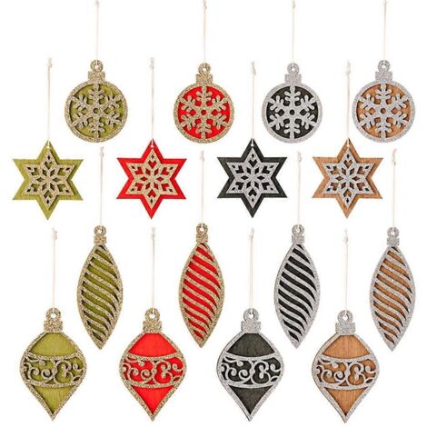 16 décorations de Noël suspendues en bois, cadeau idéal pour les enfants pendant les fêtes. (1/5)