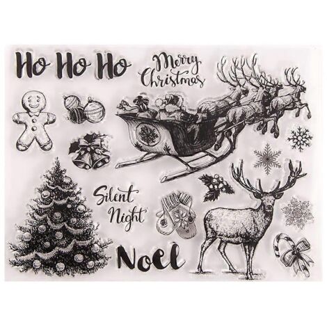 Tampon transparent en silicone motif cerf et sapin de Noël pour scrapbooking et gaufrage photo. (1/5)