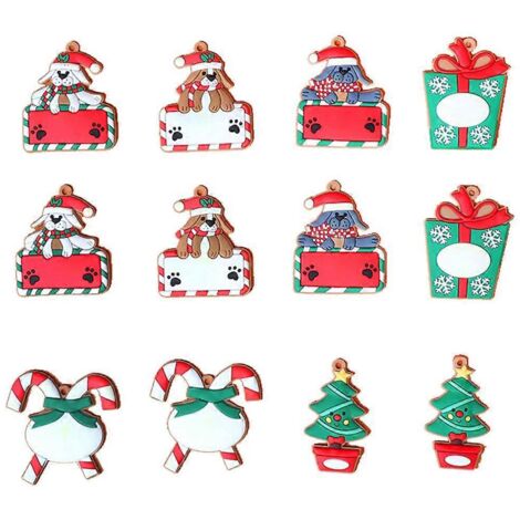 12 décorations de sapin de Noël à suspendre soi-même, pendentif petit chien (1/5)