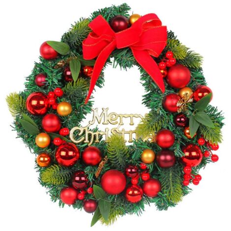 Couronne de Noël artificielle, boules de Noël, couronne à suspendre pour les fêtes (1/5)