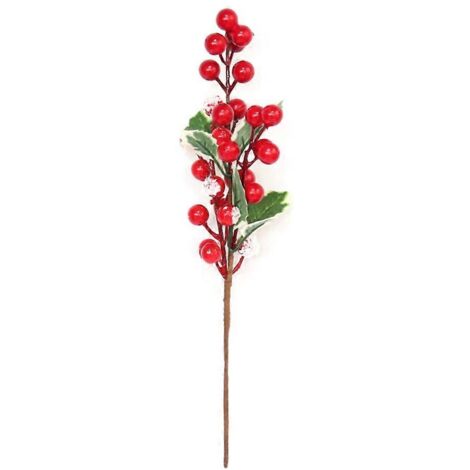 Tiges de baies rouges artificielles pour couronne de sapin de Noël, pics à baies en forme de flocons de neige (1/5)