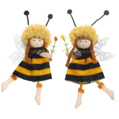 Lot de 2 pendentifs abeille-ange adorables pour fille, décorations à suspendre printemps-été, style champêtre, cadeau idéal pour les amoureux des abeilles, la Saint-Valentin ou la fête des professeurs (1/5)