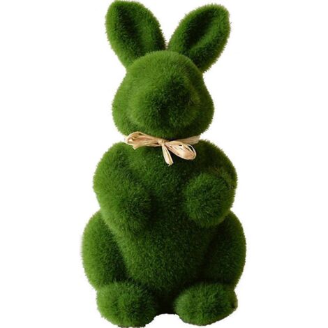 Ravissant lapin en mousse fait main, gazon artificiel, lapin de Pâques, décoration pour la maison ou le bureau, accessoire ornemental (1/5)
