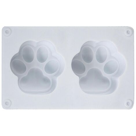 Moule en silicone à 2 trous en résine, en forme de patte de chat, pour gelée, chocolat, fondant et pâtisserie. (1/5)