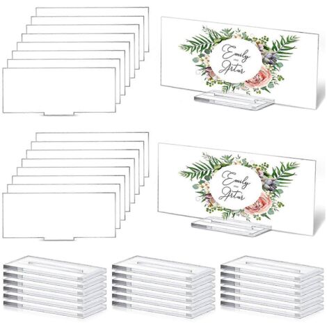 Panneau de table de mariage rectangulaire en acrylique vierge avec support, décoration de bar ou de salle de réception (1/5)