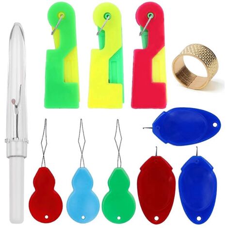 Enfile-aiguilles avec dé à coudre, kit d'outils de couture et de loisirs créatifs. Fournitures pour travaux manuels. (1/4)