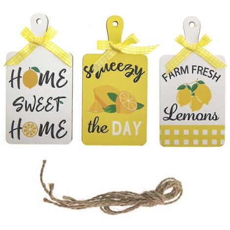 ensemble de décorations/pendentifs citron en bois, accessoires de décoration multifonctionnels (1/5)