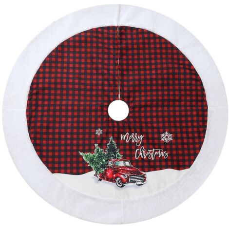 Jupe de sapin à carreaux de 122 cm / 48 pouces - Décorations de sapin de Noël (1/5)