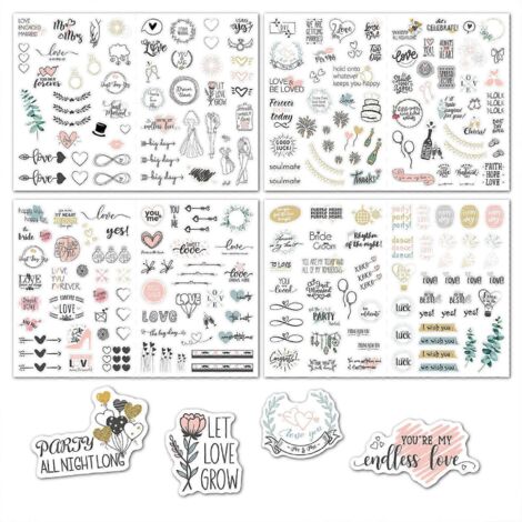 planches d'autocollants romantiques pour mariage et scrapbooking (1/5)