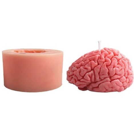 Moule à bougie en résine en forme de cerveau 3D, moule en silicone pour décorations d'Halloween à faire soi-même (1/5)
