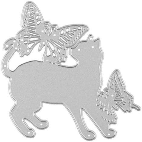 Pochoirs de découpe en métal pour papillon et chat, scrapbooking, album DIY, tampon, papier, carte, gaufrage, décoration, loisirs créatifs (1/5)
