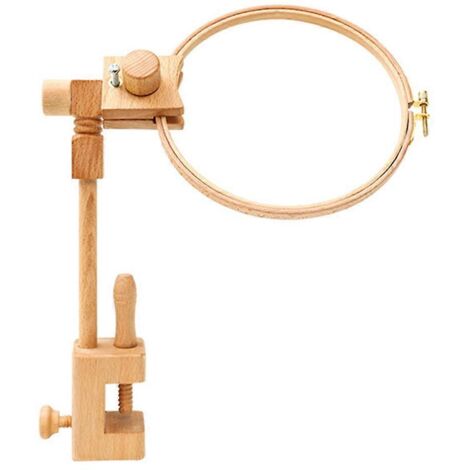 Support de cercle à broder en bois, rotatif à 360°, réglable et encastré, pour broderie au point de croix, cadre de bureau avec pince de serrage. (1/5)