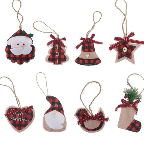 Décorations de Noël pour Halloween : étoiles, cloches et motifs à carreaux rouges et noirs en forme de bison pour les fêtes. (1/5)