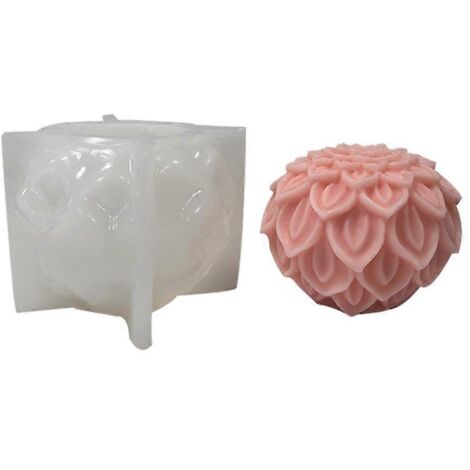 Moule à bougie en silicone en forme de boule de lotus, moule en plâtre pour aromathérapie, bricolage et cuisine (1/5)