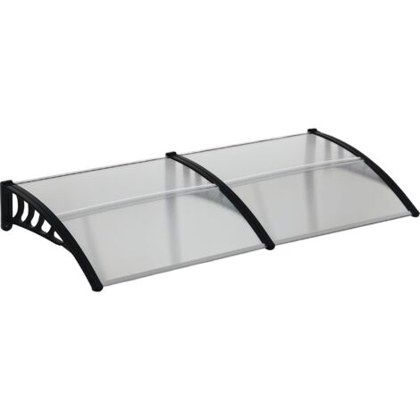 Veranda Toit de Terrasse 200x96cm, Abri de Jardin en Polycarbonate et Aluminium, pour Balcon Fenêtres et Portes, Transparent