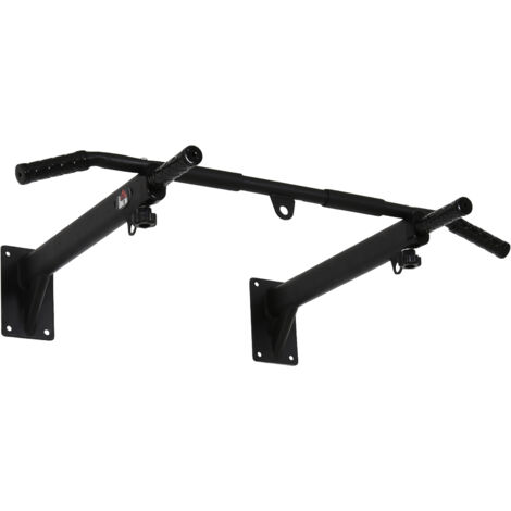 Barre de traction murale ou plafond HOMCOM, supporte 150 kg, poignées antidérapantes, stable et sécurisée pour entraînement à domicile, acier noir. (1/5)