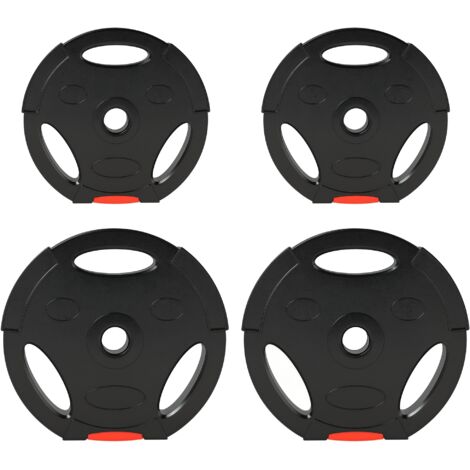 Ensemble de 4 disques de musculation pour salle de sport et entraînement à domicile, 2 x 10 kg et 2 x 5 kg, noir (1/5)