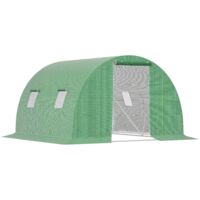 Serre de jardin tunnel 3x3x2 m en PE avec bâche, porte et fenêtres à enrouleur pour potager et plantes, structure verte