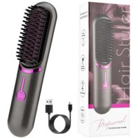 Fer à lisser sans fil 5200mAh, technologie PTC pour un lissage rapide et soin des cheveux, parfait pour voyage et usage domestique.