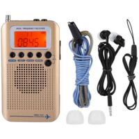 Récepteur Radio VHF Portable pour Bande Aéronautique avec Enregistreur (Doré)