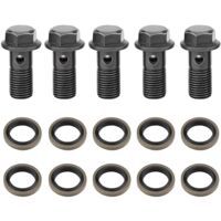 Jeu de 5 boulons banjo et rondelles pour moto, filetage M10 x 1.25