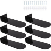 6 étagères flottantes pour chaussures en acrylique noir, 20 cm de long, pour collection de chaussures