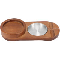 Plateau ovale rustique pour verres à whisky et cigares avec cendrier, décoration bureau ou salon