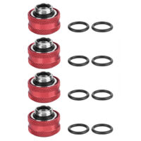 4 Pièces / Pack Raccords de Compression pour Tube Rigide en Acrylique OD 16mm, Rouge, pour Refroidissement à Eau