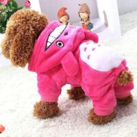 puppy Pet Clothes M Chest 40cm Back 30cm Neck 27cm 1 Piece Warm Shirt Autumn Coat Autumn Coat Dog Fashion Clothing Jumpsuit, Pink