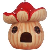 mushroom Hand-painted Bird House, Outdoor Bird Hut Wild Bird Nest, Decoratvie Birdhouses For Outdoors Hanging, Cute Hanging Birdhouse For Outside