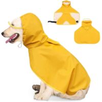 dog Raincoat With Hood Hole For Harness Waterproof Ultralight Breathable Rain Jacket Small Medium Dogs Rain Coat With Adjustable Hood Poncho Chein