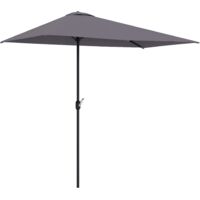 Parasol Murale Demi-Lune Économiseur d'Espace avec Ouverture à Manivelle, Gris