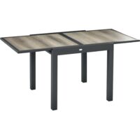 Tavolo da Giardino Allungabile per 6 Persone in Plastica e Alluminio, 80/160x80x75 cm, Beige