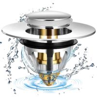 universal Basin Stopper Popup Stainless Steel Basin Drain With 2 Gaskets For 32 And 38 Mm Sink Stopper (1pcs)