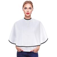 white Makeup Cape, Shortie Makeover Bib For Beauty Salon Smock For Clients, Lightweight Comb-out Beard Shaving Apron Hairdressing Shampoo Cape For