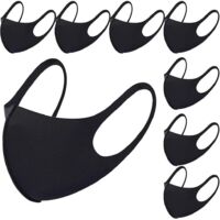 breathable Fabric Face Mask, With Ear Loops, Reusable, Soft, Washable, Durable For Public Daily Use, Black, Black