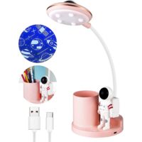 led Kids Desk Lamp, Rechargeable Dimmable Cordless Table Lamp With Pen Holder And Projection, Flexible Gooseneck Reading Light For Office Study Ro