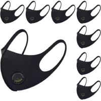 8pcs Breathable Cloth Face Mask, With Air Valve And Ear Loops, Reusable, Soft, Washable, Durable For Public Daily Use, Black, Black