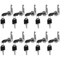 Lot de 10 serrures de sécurité à cylindre métallique pour armoires et casiers, avec clés.