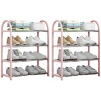 Étagère à chaussures, meuble à chaussures pour entrée et porte d'entrée, rose--