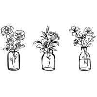 Ensemble de 3 vases à fleurs en métal, décoration murale en fil de fer noir, sculpture murale florale