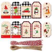 Étiquettes de Noël en papier pour cartes cadeaux, décorations à suspendre, cadeaux à offrir