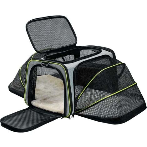 Sac Transport Chat Chien, souple et pliable pour chien avec matelas pneumatique amovible Accepté au Maximum 15lbs/7kg, 40x25x25cm Gris sac de transport pour chat