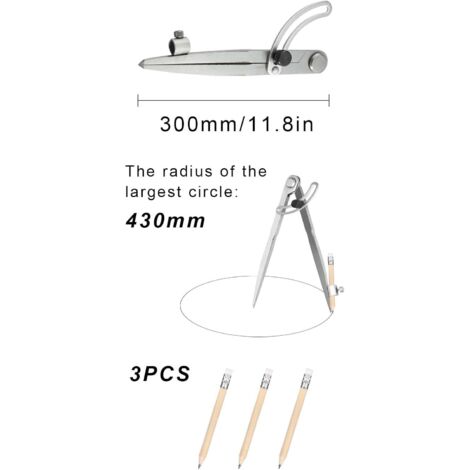 Compas réglables,300 mm,Compas de traçage, Grands compas de charpentier ...