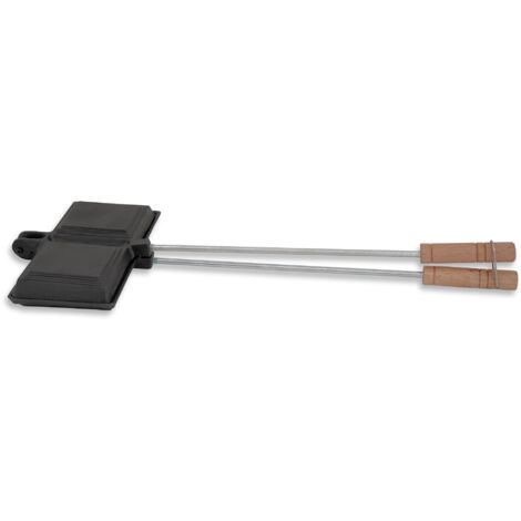 Bbq-Toro – Gaufrier double en fonte pré-assaisonnée pour barbecue – Dimensions 54 x 20,5 x 5 cm – Utilisation sur braises ou feu – Pour gaufres croustillantes