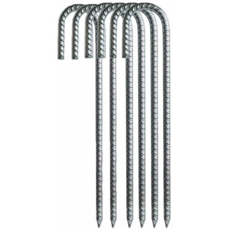 Ahlsen Piquet de sol, crochet en J en acier galvanisé très résistant pour balançoire d'abri de trampoline de tente de camping (12, 6-Pack)