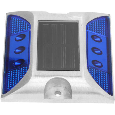 Riuulity Feux de Position au Sol à énergie Solaire LED, étanche, pour Allée Extérieure, Route, Autoroute, Lampe à Pointe pour Cour, Jardin, Allée (Blue) (1/5)